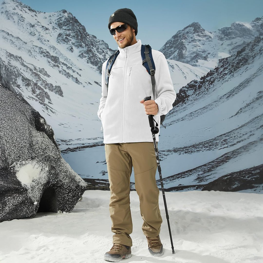 TACVASEN White Lightweight Polar Fleece Jacket for Hiking
