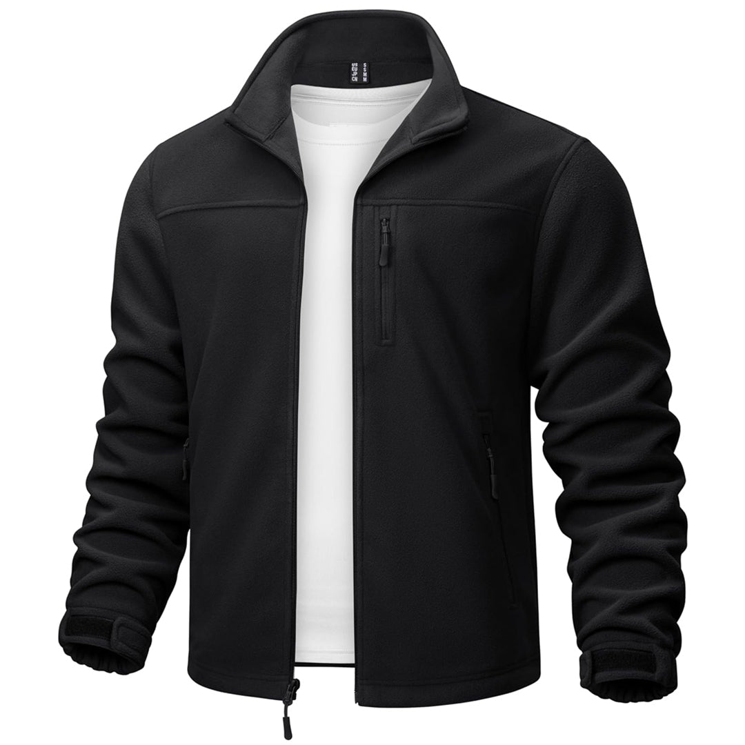 TACVASEN Black Lightweight Polar Fleece Jacket for Hiking