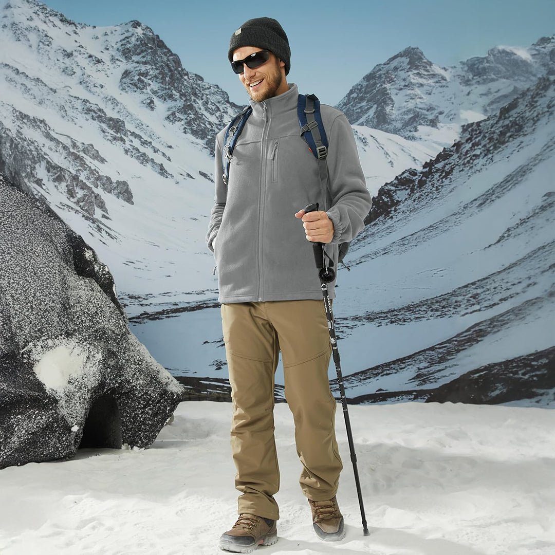 TACVASEN Light Grey Lightweight Polar Fleece Jacket for Hiking