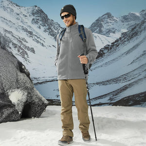 TACVASEN Light Grey Lightweight Polar Fleece Jacket for Hiking