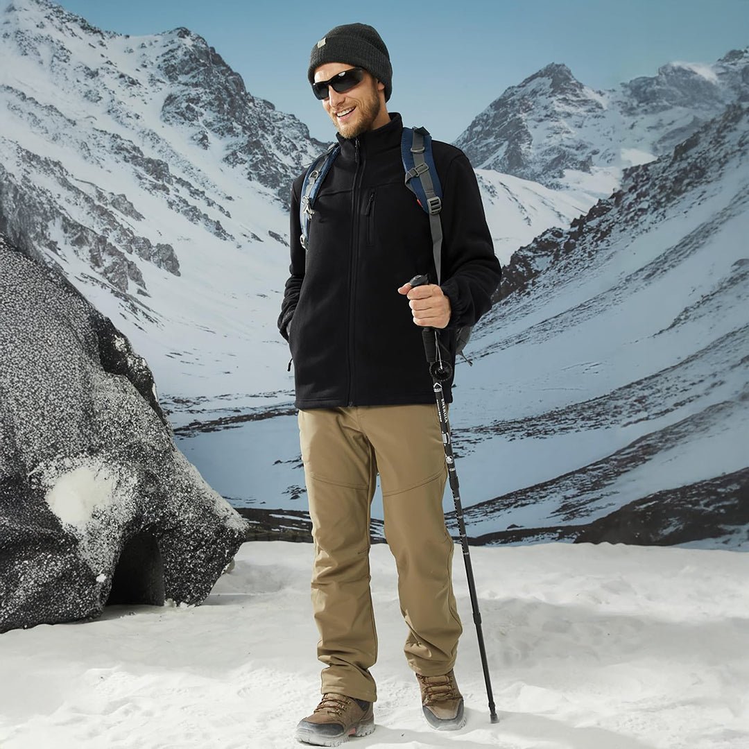 TACVASEN Black Lightweight Polar Fleece Jacket for Hiking