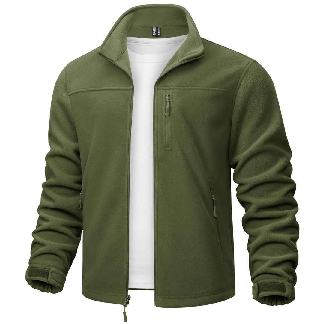 TACVASEN Army Green Lightweight Polar Fleece Jacket for Hiking