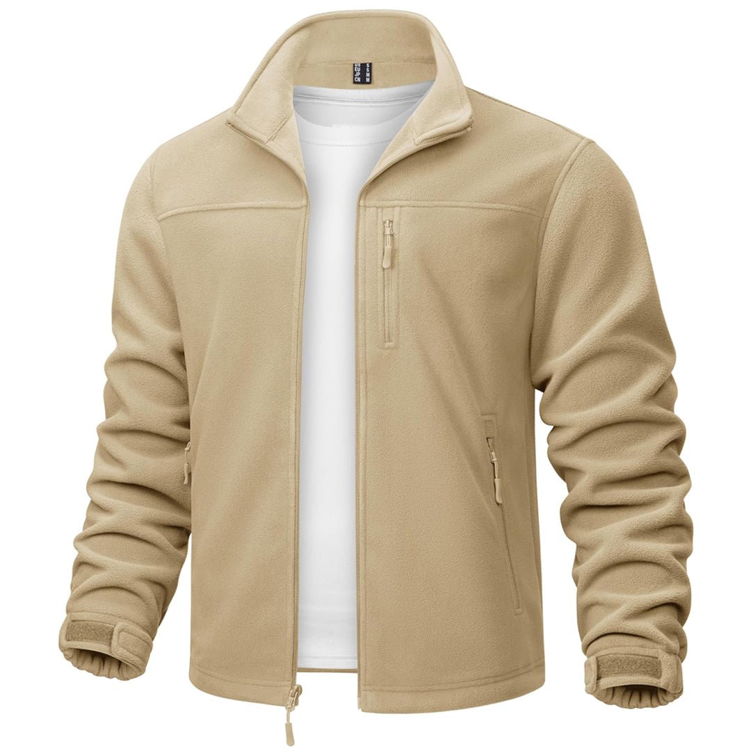 TACVASEN Cream Lightweight Polar Fleece Jacket for Hiking