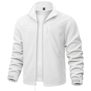TACVASEN White Lightweight Polar Fleece Jacket for Hiking