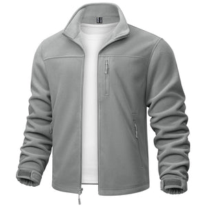 TACVASEN Light Grey Lightweight Polar Fleece Jacket for Hiking
