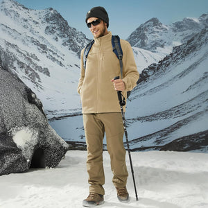 TACVASEN Cream Lightweight Polar Fleece Jacket for Hiking