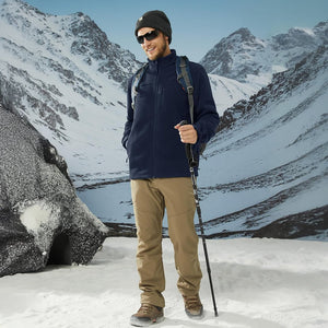 TACVASEN Navy Lightweight Polar Fleece Jacket for Hiking