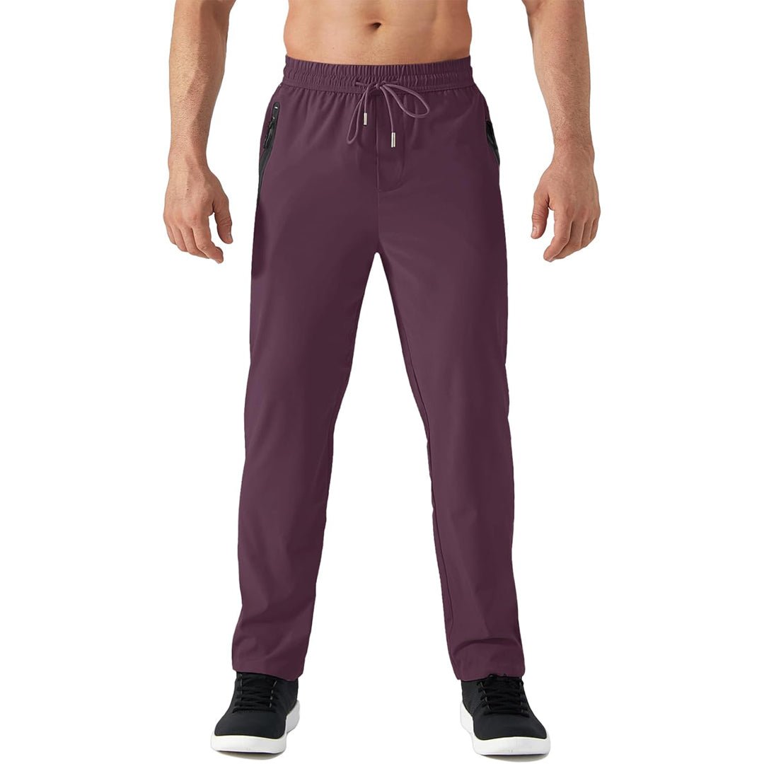TACVASEN Black Men's Lightweight Quick Dry Hiking SweatPants with Zipper Pockets