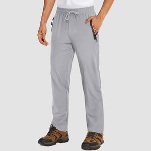 TACVASEN Light Grey Men's Lightweight Quick Dry Hiking SweatPants with Zipper Pockets