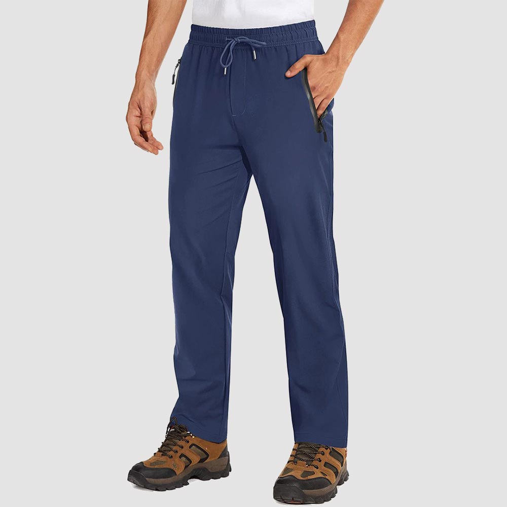 TACVASEN Dark Blue Men's Lightweight Quick Dry Hiking SweatPants with Zipper Pockets