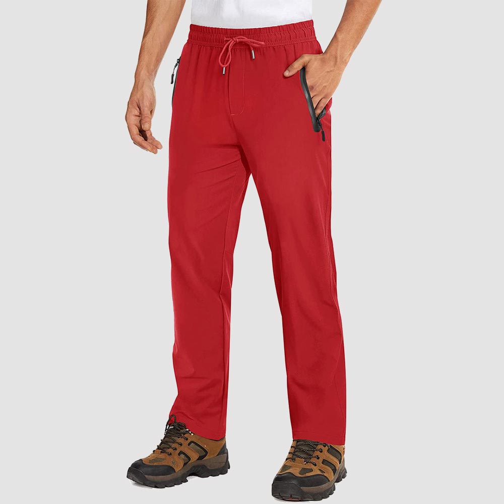 TACVASEN Tomato Red Men's Lightweight Quick Dry Hiking SweatPants with Zipper Pockets
