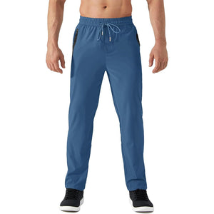 TACVASEN Black Men's Lightweight Quick Dry Hiking SweatPants with Zipper Pockets