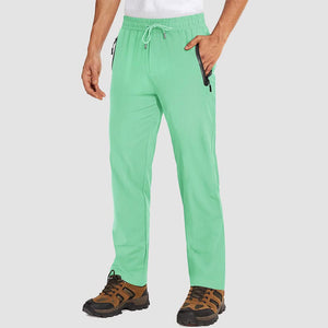 TACVASEN Mint Green Men's Lightweight Quick Dry Hiking SweatPants with Zipper Pockets