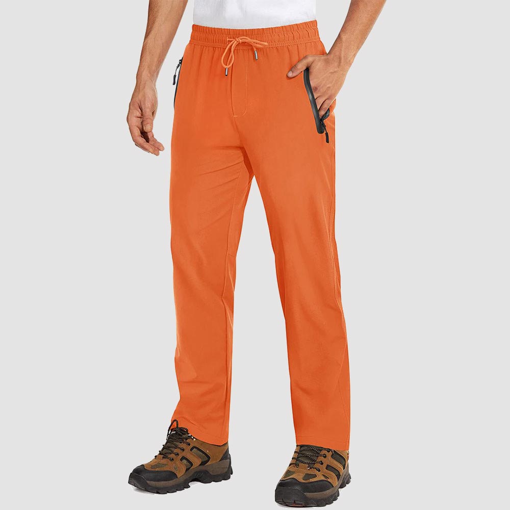 TACVASEN Orange Men's Lightweight Quick Dry Hiking SweatPants with Zipper Pockets