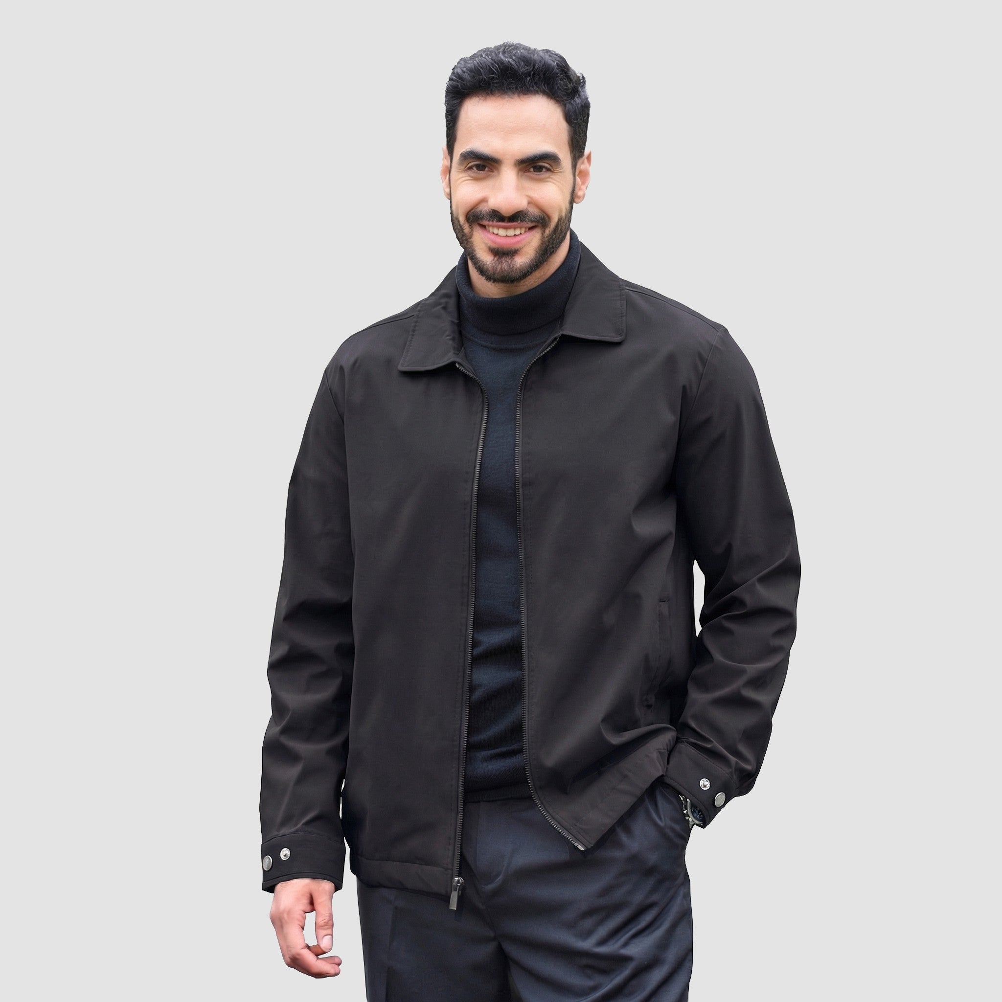 TACVASEN Black Men's Lightweight Spring Jacket Lapel Collar Coat