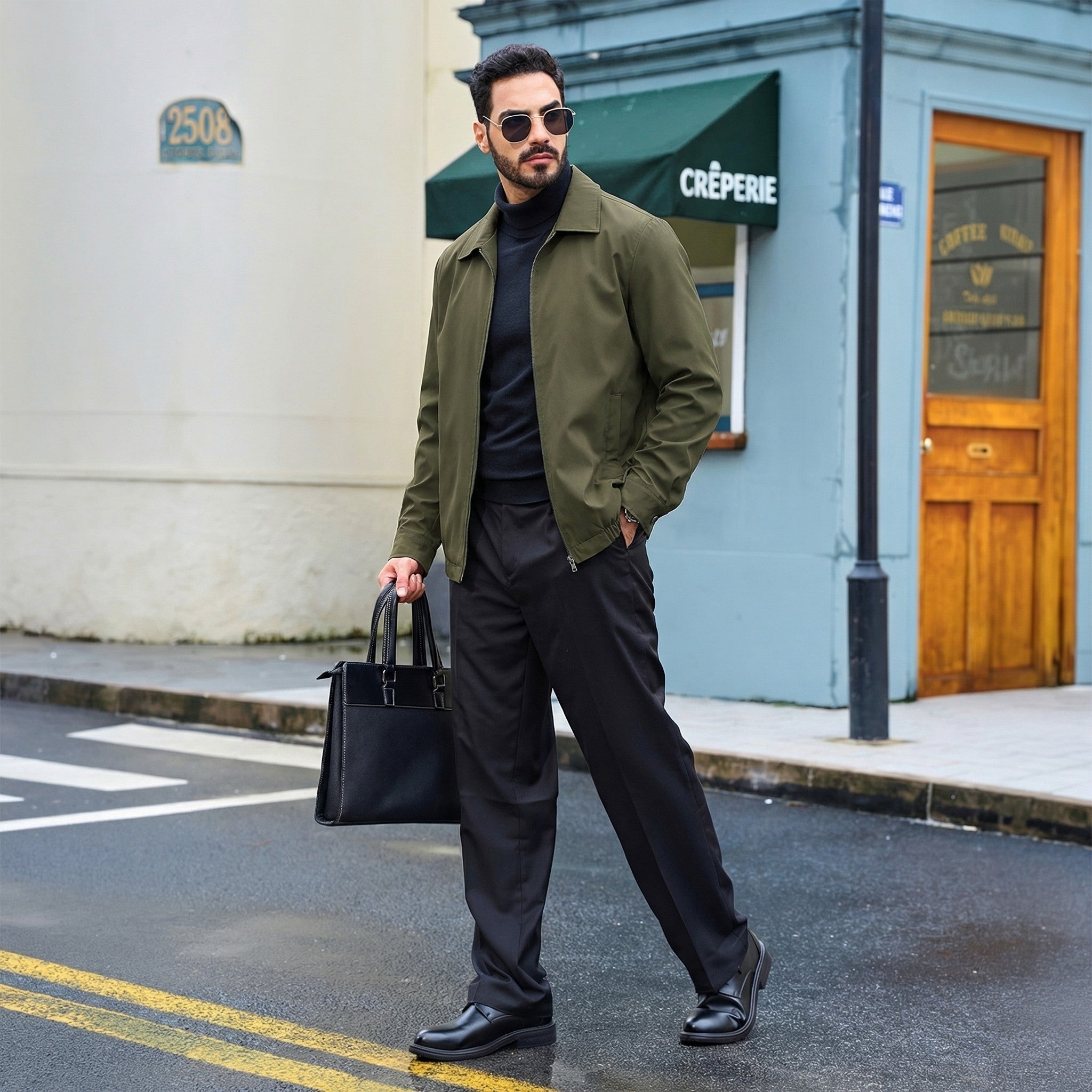 TACVASEN Army Green Men's Lightweight Spring Jacket Lapel Collar Coat