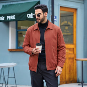 TACVASEN Orange Red Men's Lightweight Spring Jacket Lapel Collar Coat