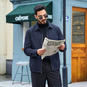 TACVASEN Navy Men's Lightweight Spring Jacket Lapel Collar Coat