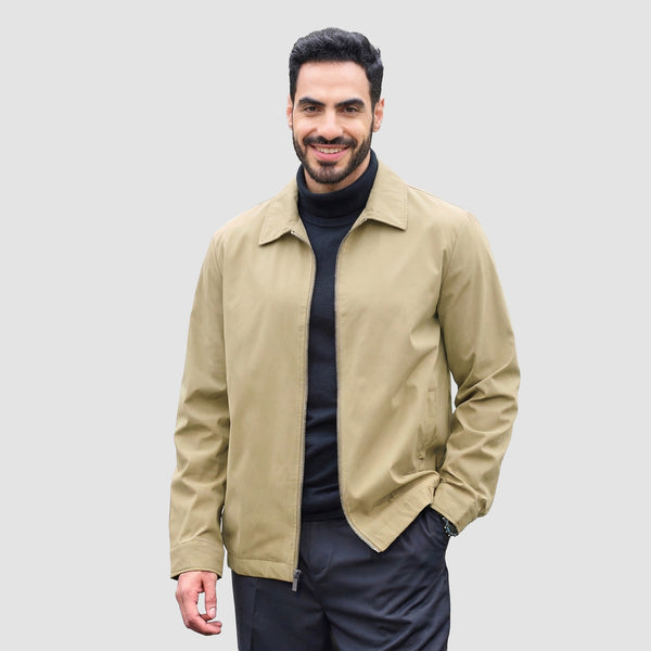 TACVASEN Khaki Men's Lightweight Spring Jacket Lapel Collar Coat