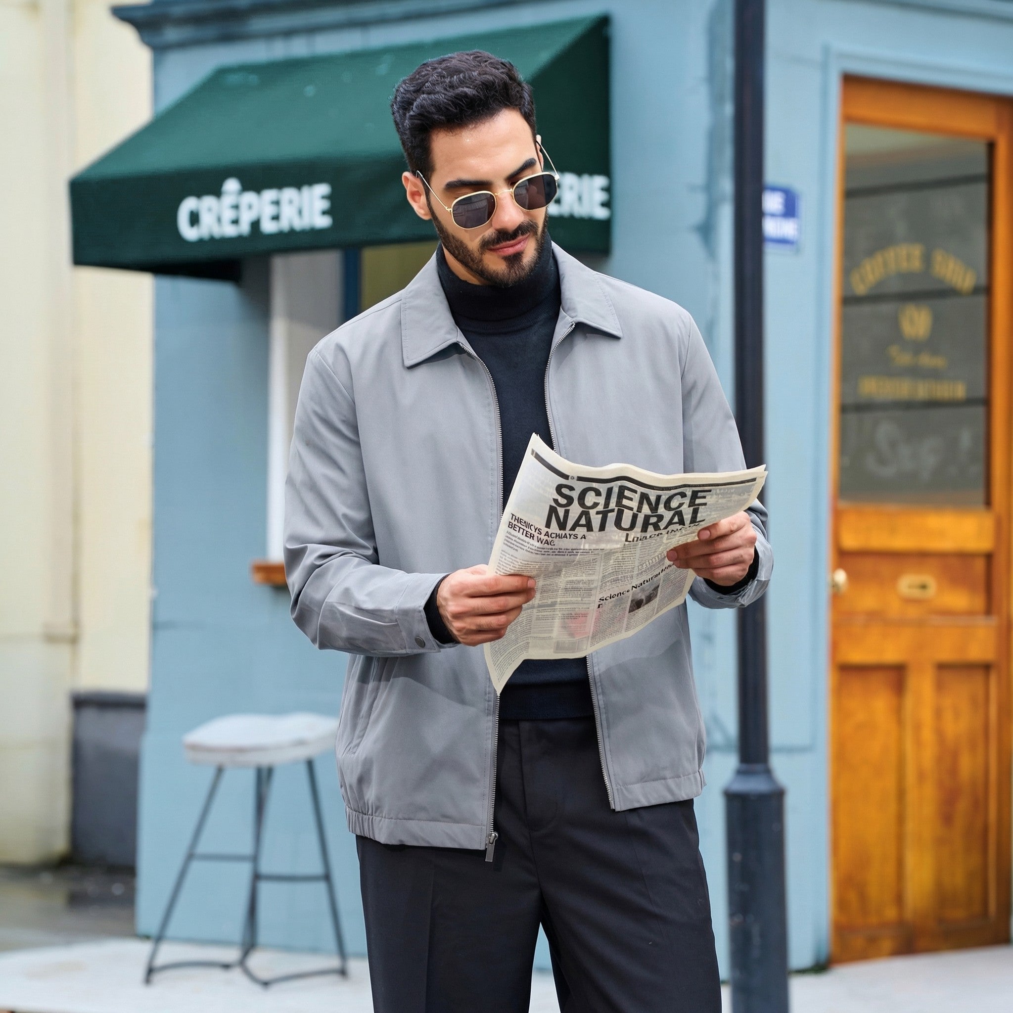 TACVASEN Light Grey Men's Lightweight Spring Jacket Lapel Collar Coat