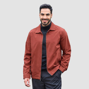 TACVASEN Orange Red Men's Lightweight Spring Jacket Lapel Collar Coat