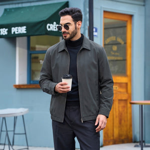TACVASEN Dark Grey Men's Lightweight Spring Jacket Lapel Collar Coat