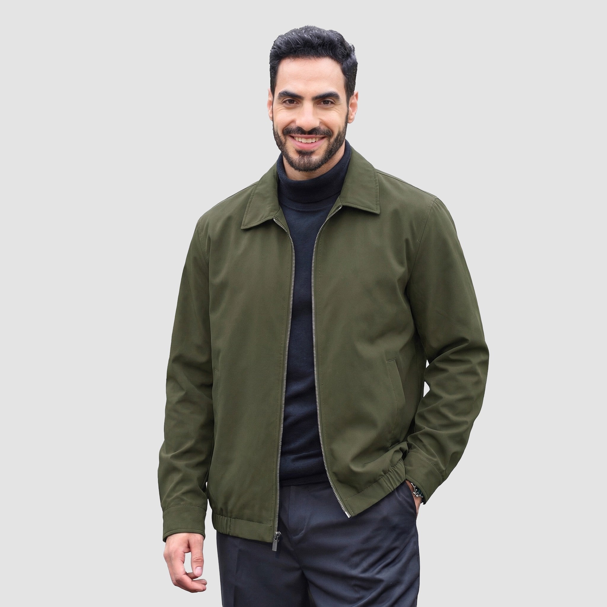 TACVASEN Army Green Men's Lightweight Spring Jacket Lapel Collar Coat