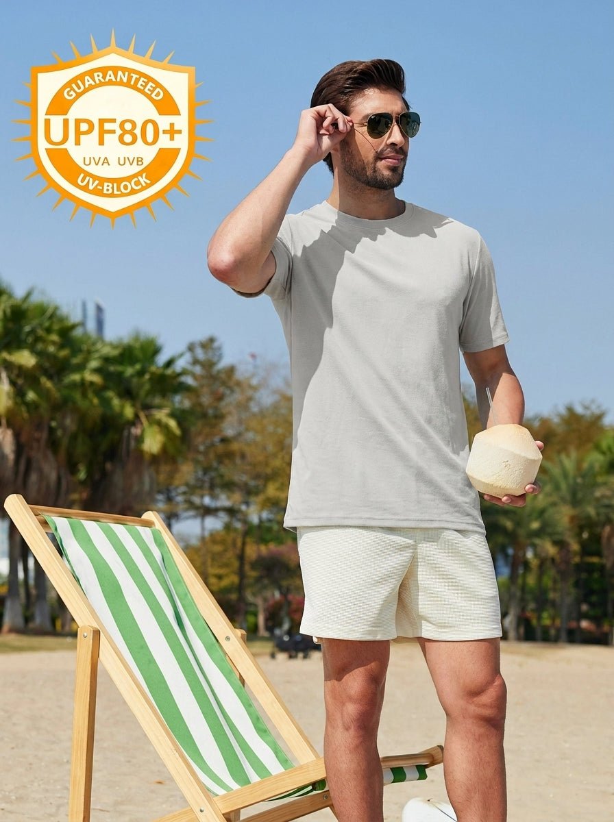 TACVASEN Light Grey Men's Lightweight UPF 80+ Casual Crew Neck Tees