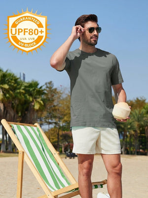 TACVASEN Medium Grey Men's Lightweight UPF 80+ Casual Crew Neck Tees