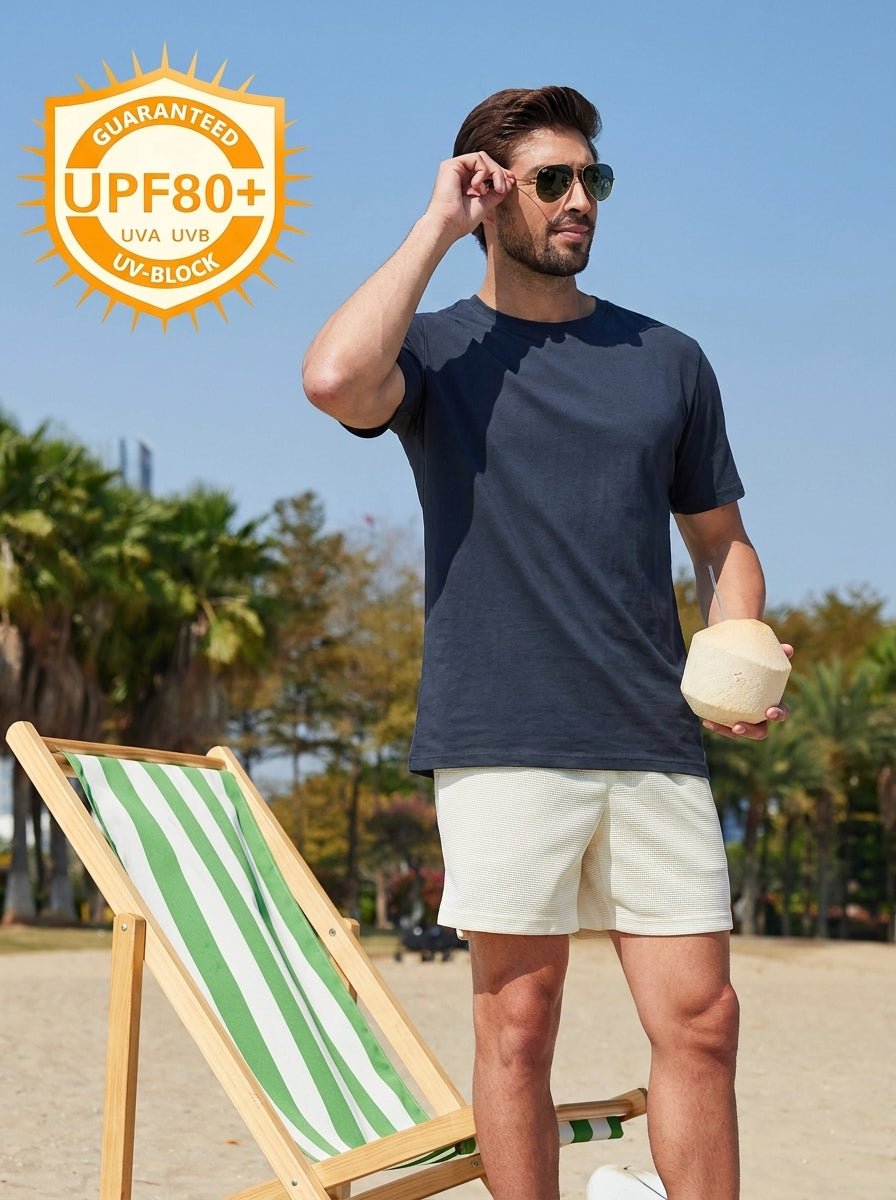 TACVASEN Navy Men's Lightweight UPF 80+ Casual Crew Neck Tees