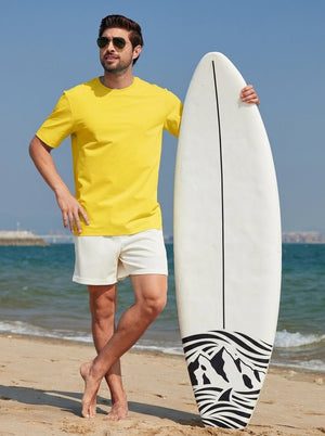 TACVASEN Yellow Men's Lightweight UPF 80+ Casual Crew Neck Tees