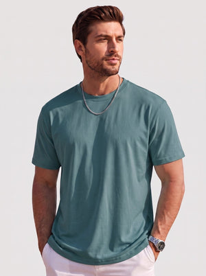 TACVASEN Dark Teal Men's Lightweight UPF 80+ Casual Crew Neck Tees