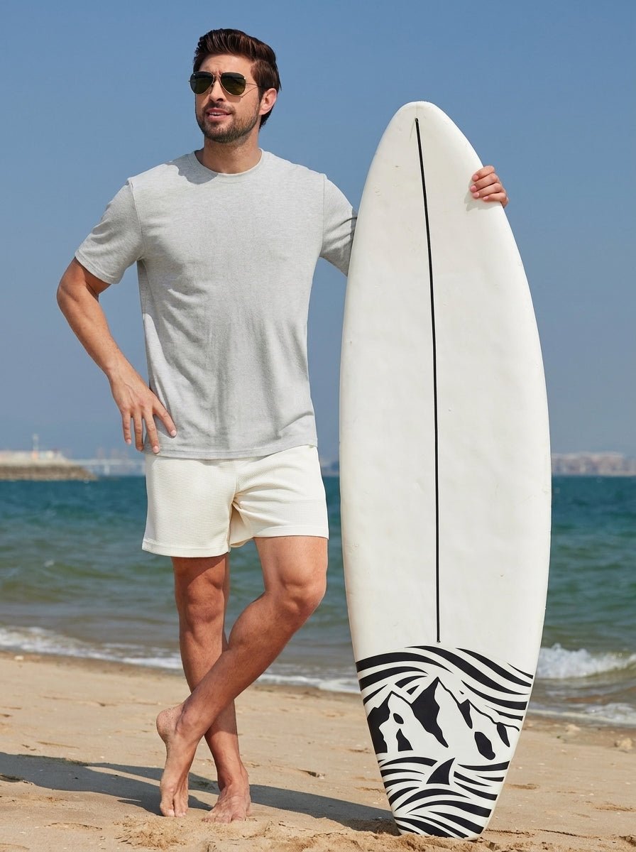 TACVASEN Light Grey Men's Lightweight UPF 80+ Casual Crew Neck Tees