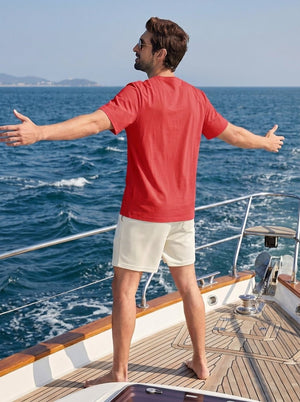 TACVASEN Red Men's Lightweight UPF 80+ Casual Crew Neck Tees