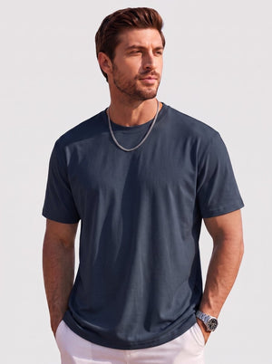TACVASEN Navy Men's Lightweight UPF 80+ Casual Crew Neck Tees