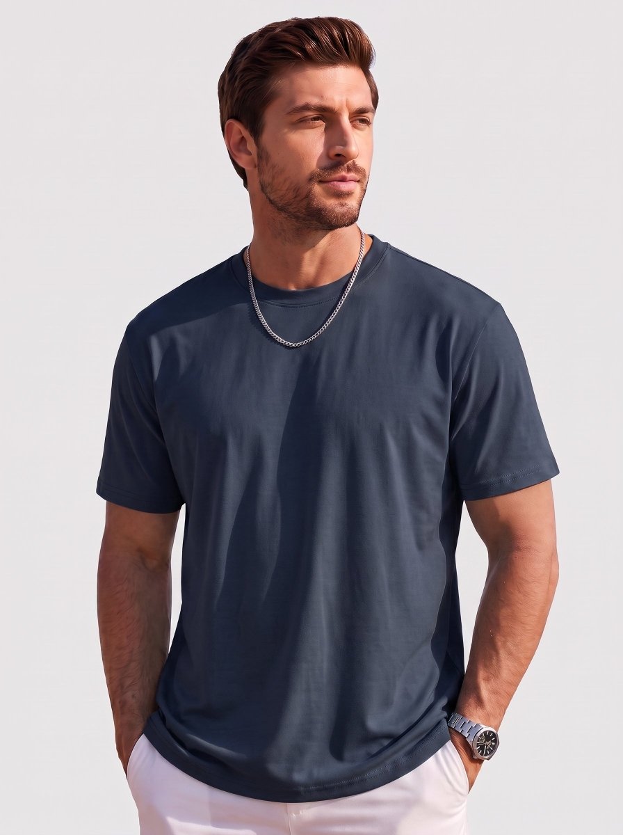 TACVASEN Navy Men's Lightweight UPF 80+ Casual Crew Neck Tees