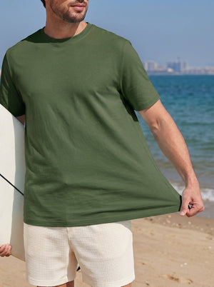 TACVASEN Army Green Men's Lightweight UPF 80+ Casual Crew Neck Tees