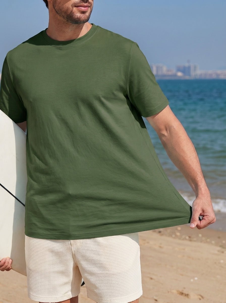 TACVASEN Army Green Men's Lightweight UPF 80+ Casual Crew Neck Tees