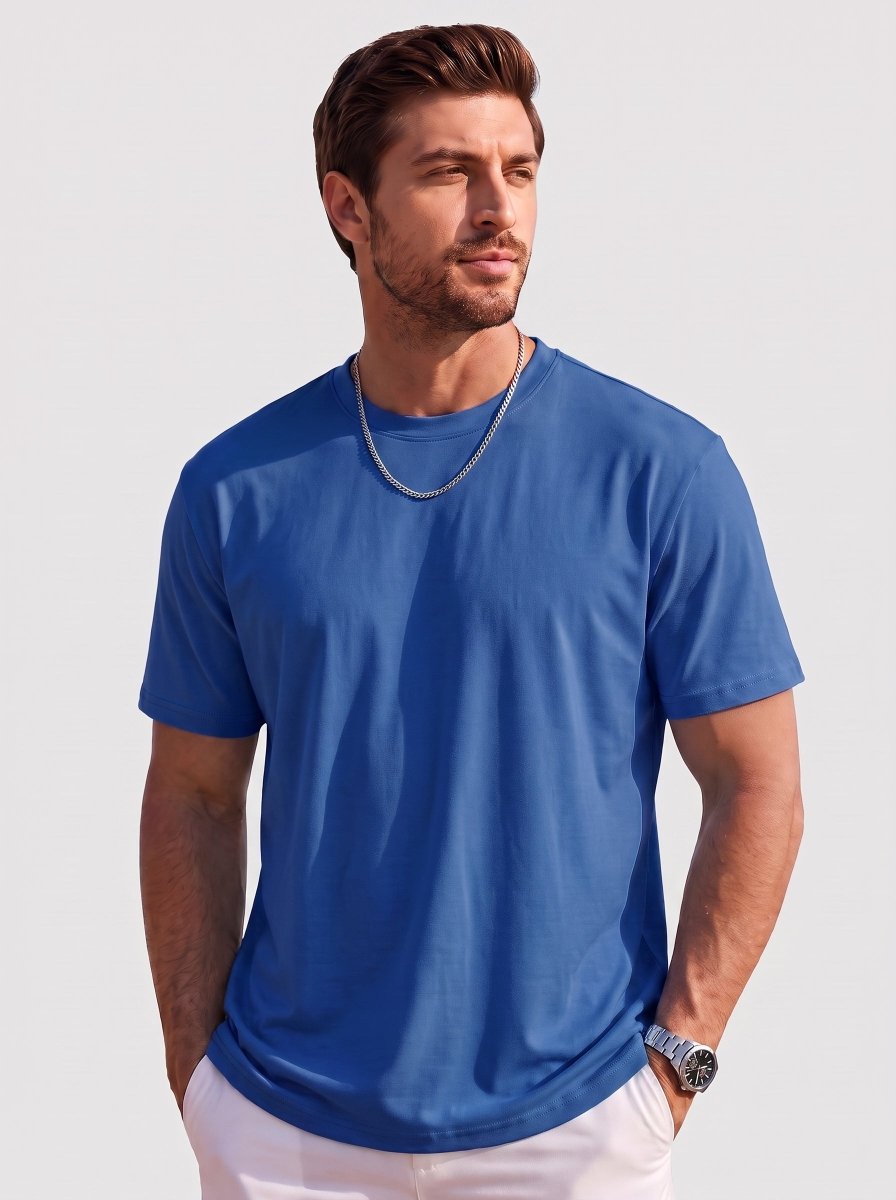 TACVASEN Royal Blue Men's Lightweight UPF 80+ Casual Crew Neck Tees