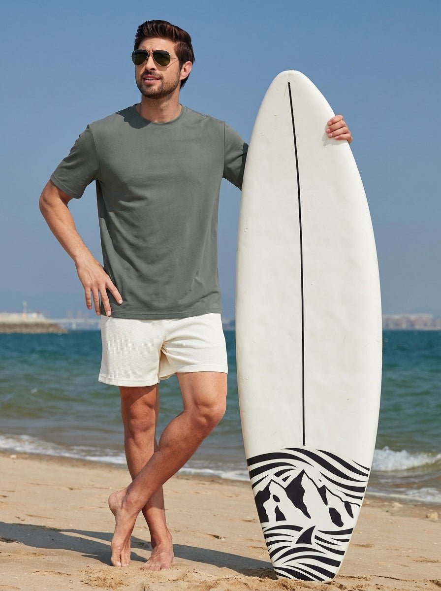TACVASEN Medium Grey Men's Lightweight UPF 80+ Casual Crew Neck Tees