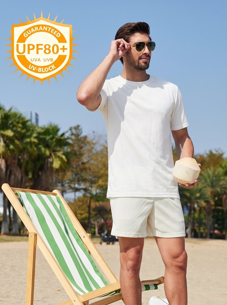 TACVASEN White Men's Lightweight UPF 80+ Casual Crew Neck Tees