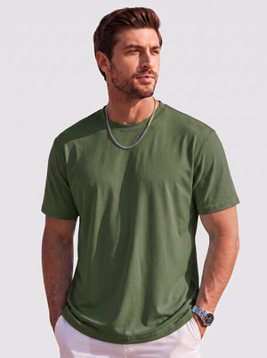 TACVASEN Army Green Men's Lightweight UPF 80+ Casual Crew Neck Tees