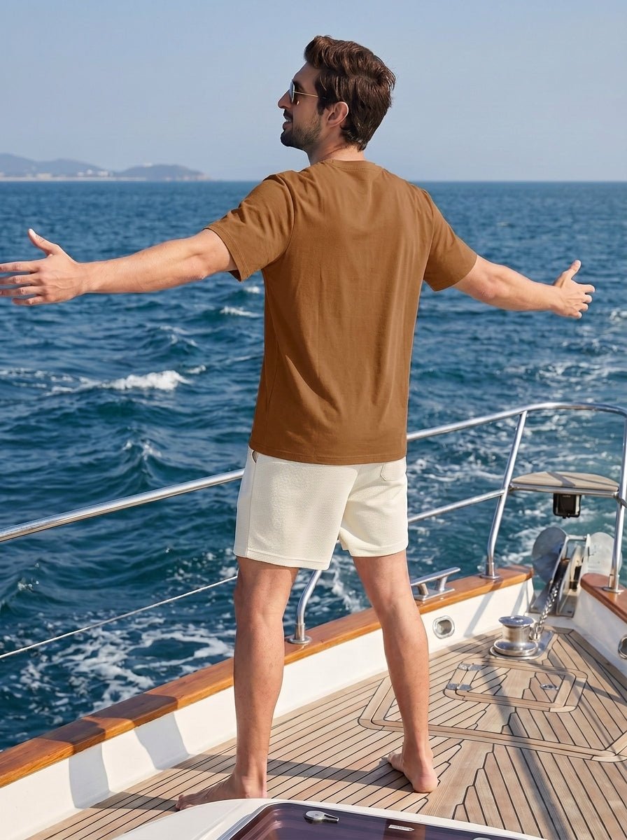 TACVASEN Brown Men's Lightweight UPF 80+ Casual Crew Neck Tees