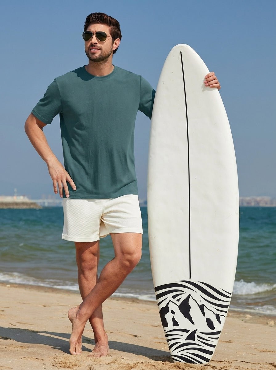TACVASEN Dark Teal Men's Lightweight UPF 80+ Casual Crew Neck Tees
