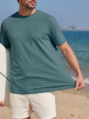 TACVASEN Dark Teal Men's Lightweight UPF 80+ Casual Crew Neck Tees
