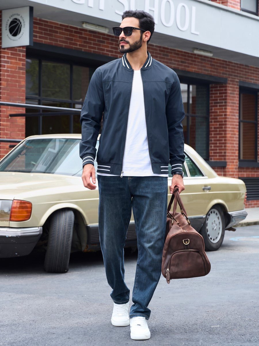 TACVASEN Navy Men's Lightweight Water Resistant Bomber Jacket