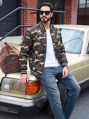 TACVASEN Army Green Camouflage Men's Lightweight Water Resistant Bomber Jacket