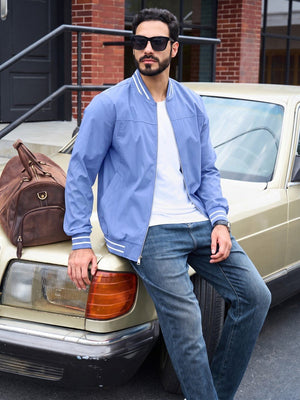 TACVASEN Light Blue Men's Lightweight Water Resistant Bomber Jacket