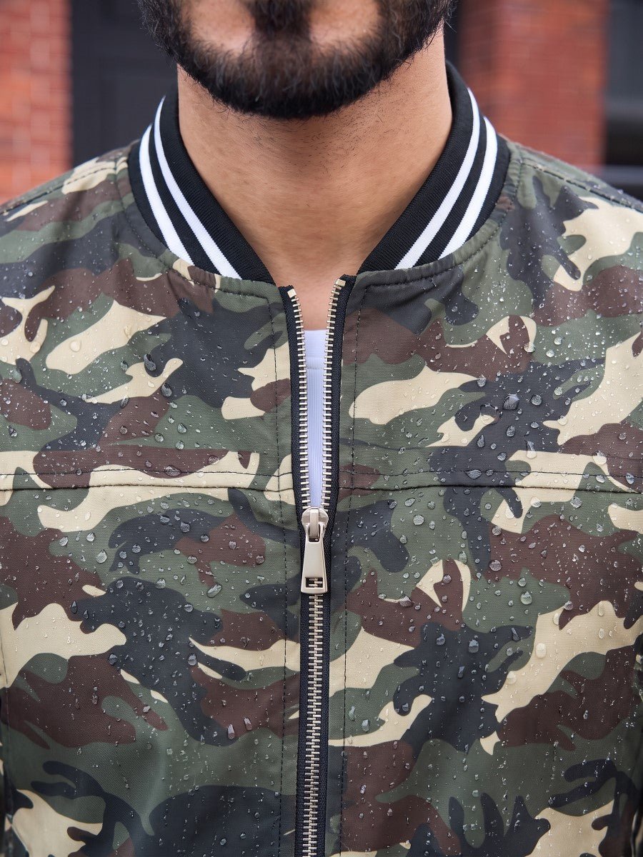TACVASEN Army Green Camouflage Men's Lightweight Water Resistant Bomber Jacket