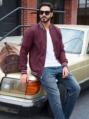 TACVASEN Wine Red Men's Lightweight Water Resistant Bomber Jacket